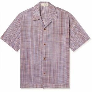 SMR Days Bakoven Camp-Collar Logo-Embroidered Checked Cotton Shirt Size L NWOT